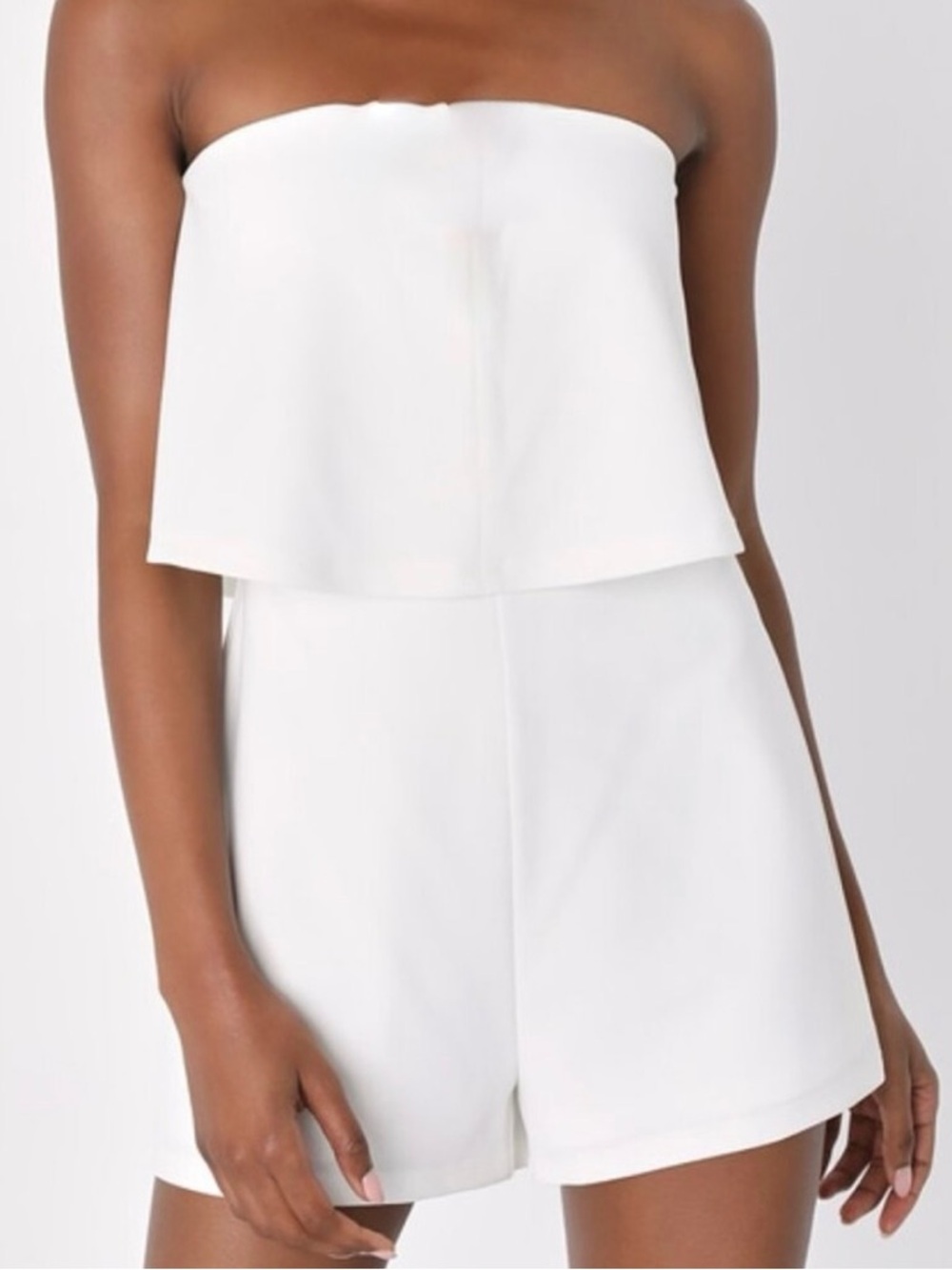 NWOT Sugarlips (L) Strapless Flounce Romper White